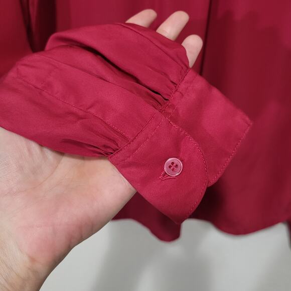 Vintage Blouse Susan Hutton Womens 8 Raspberry Pink Long Sleeve Button Up Office - Picture 5 of 10